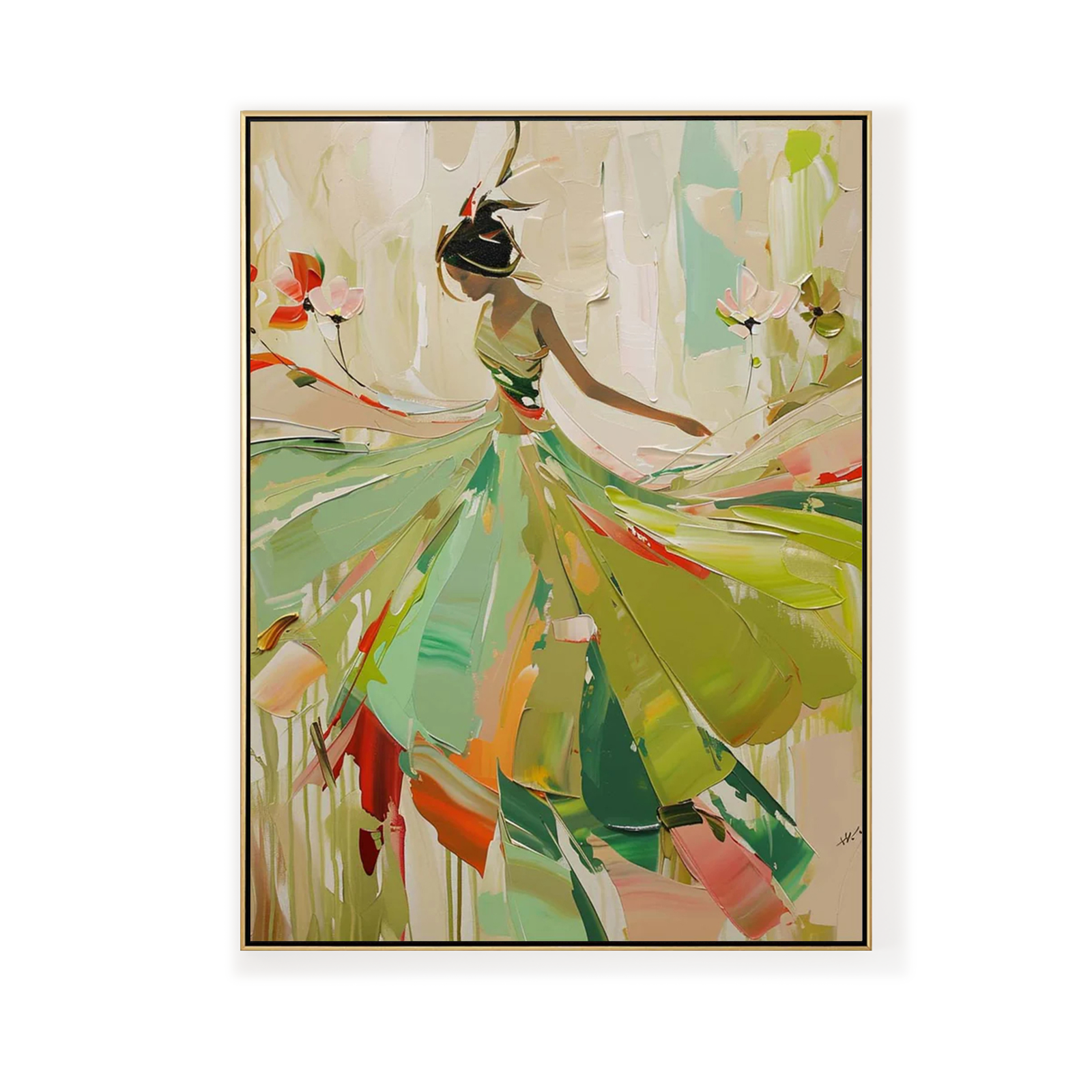 Impressionistic-Green-Dress-Painting-#IGD847-22