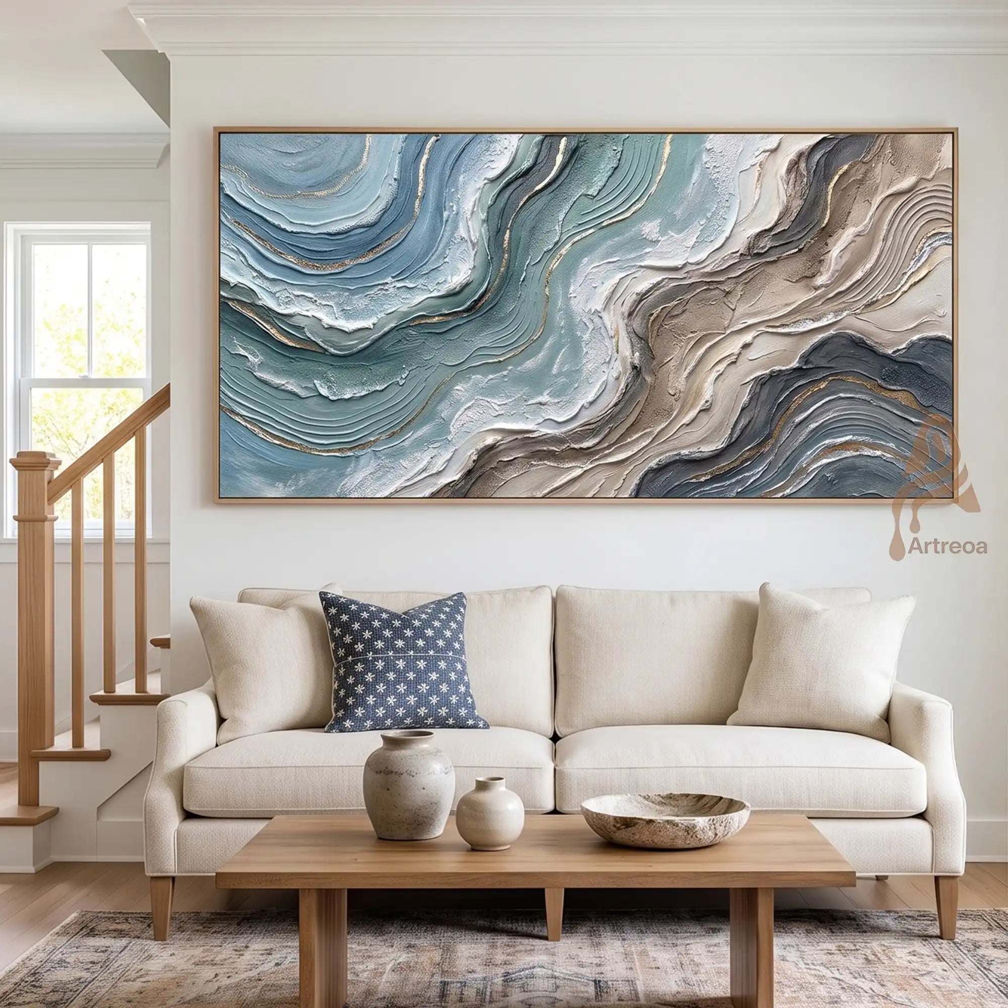 Teal & Sand Topography TT75