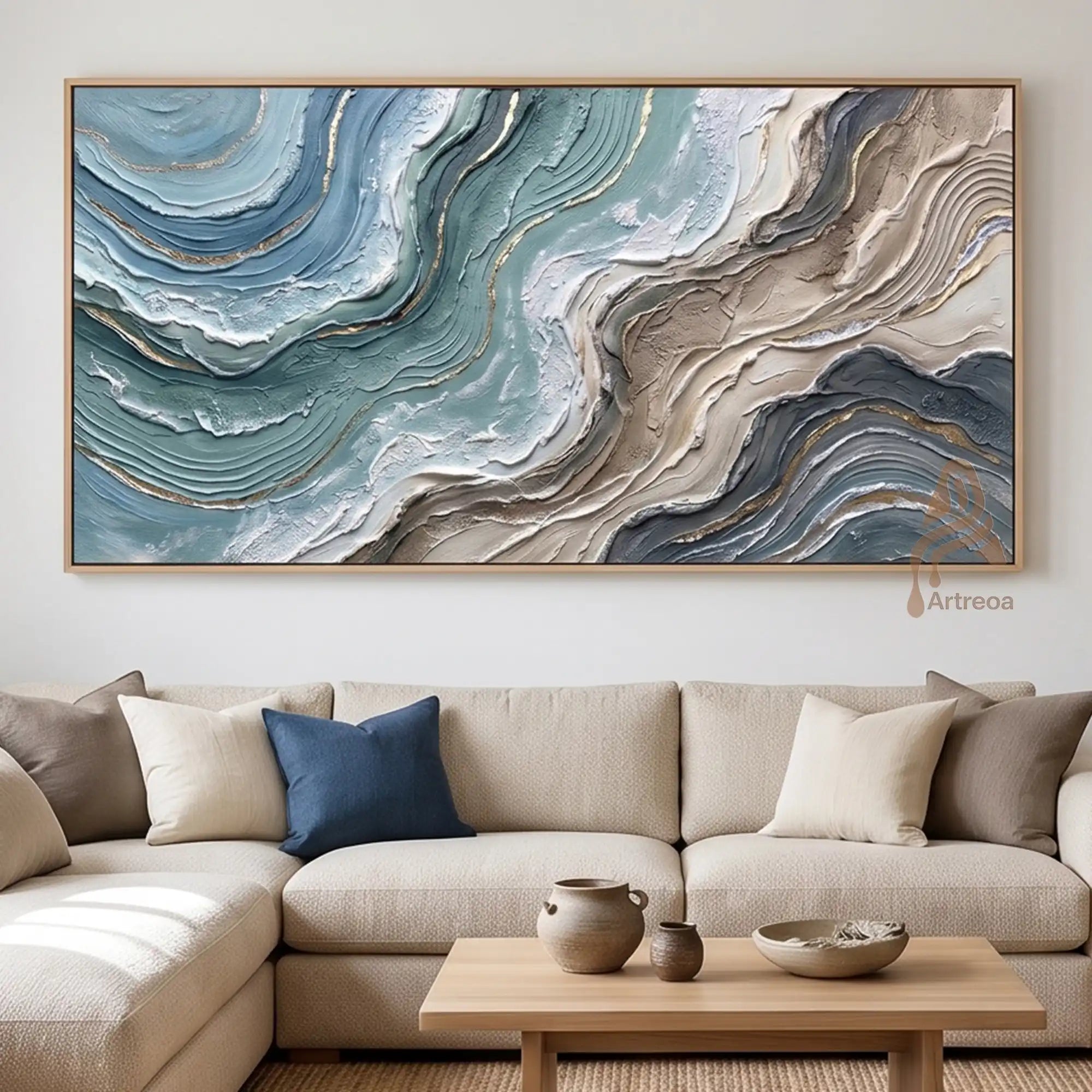 Teal & Sand Topography TT75