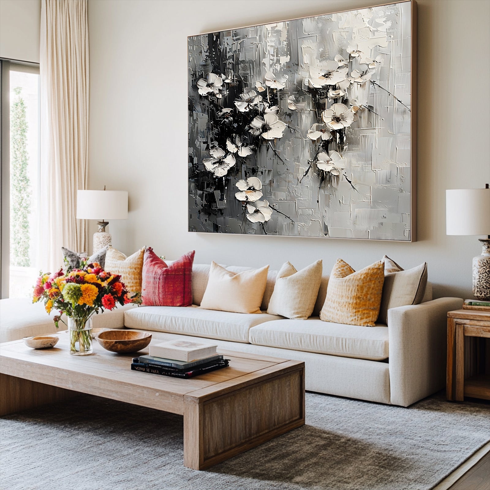 Monochrome-Floral-Painting-#AF203-02