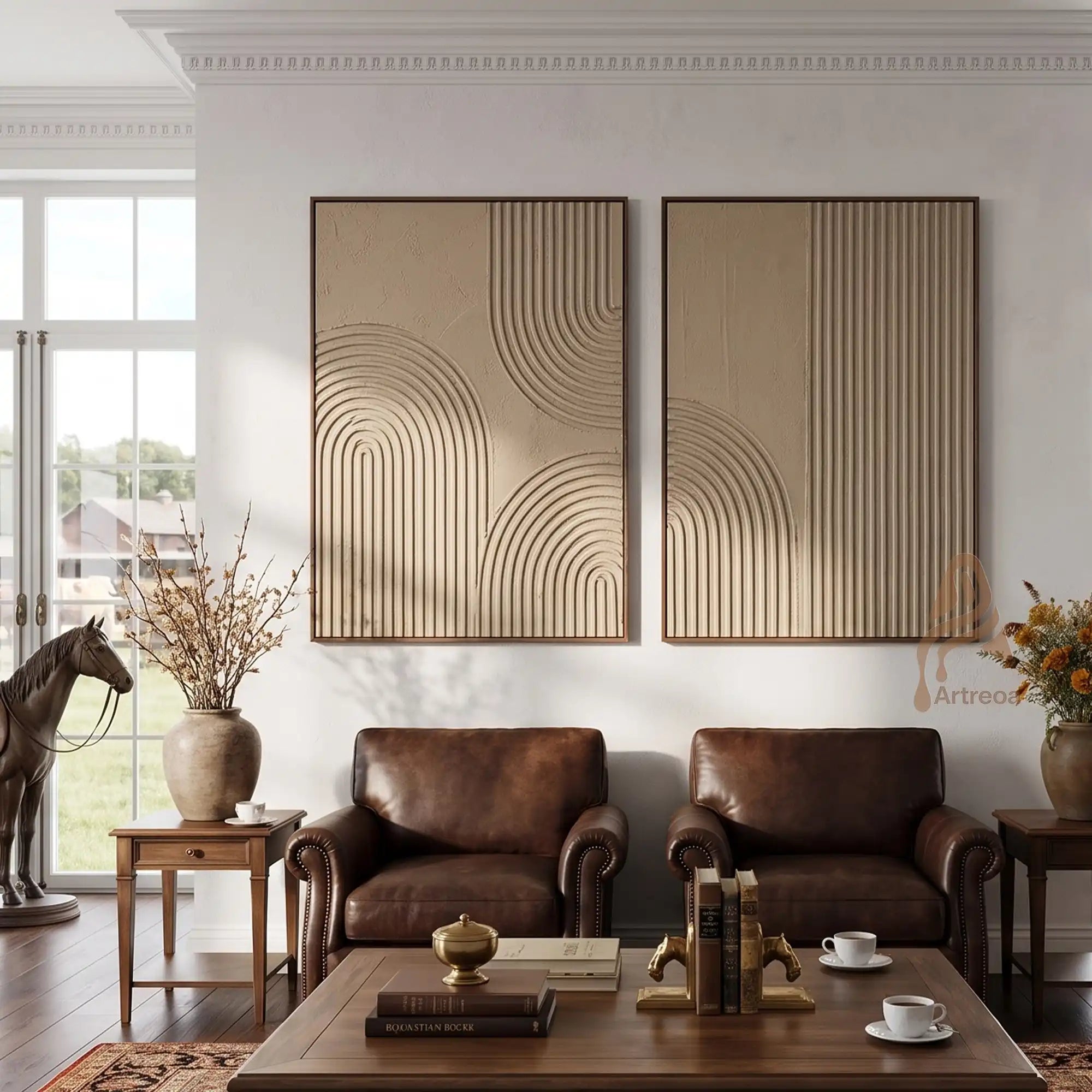 Taupe Archway Dualism Diptych TD97