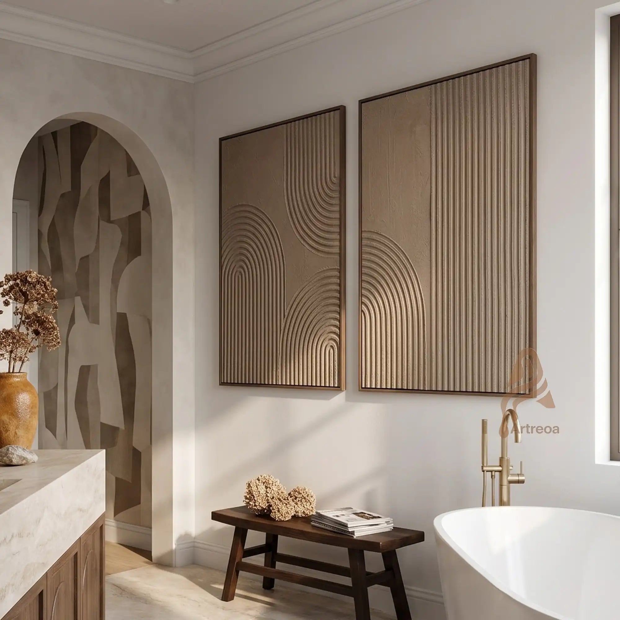 Taupe Archway Dualism Diptych TD97