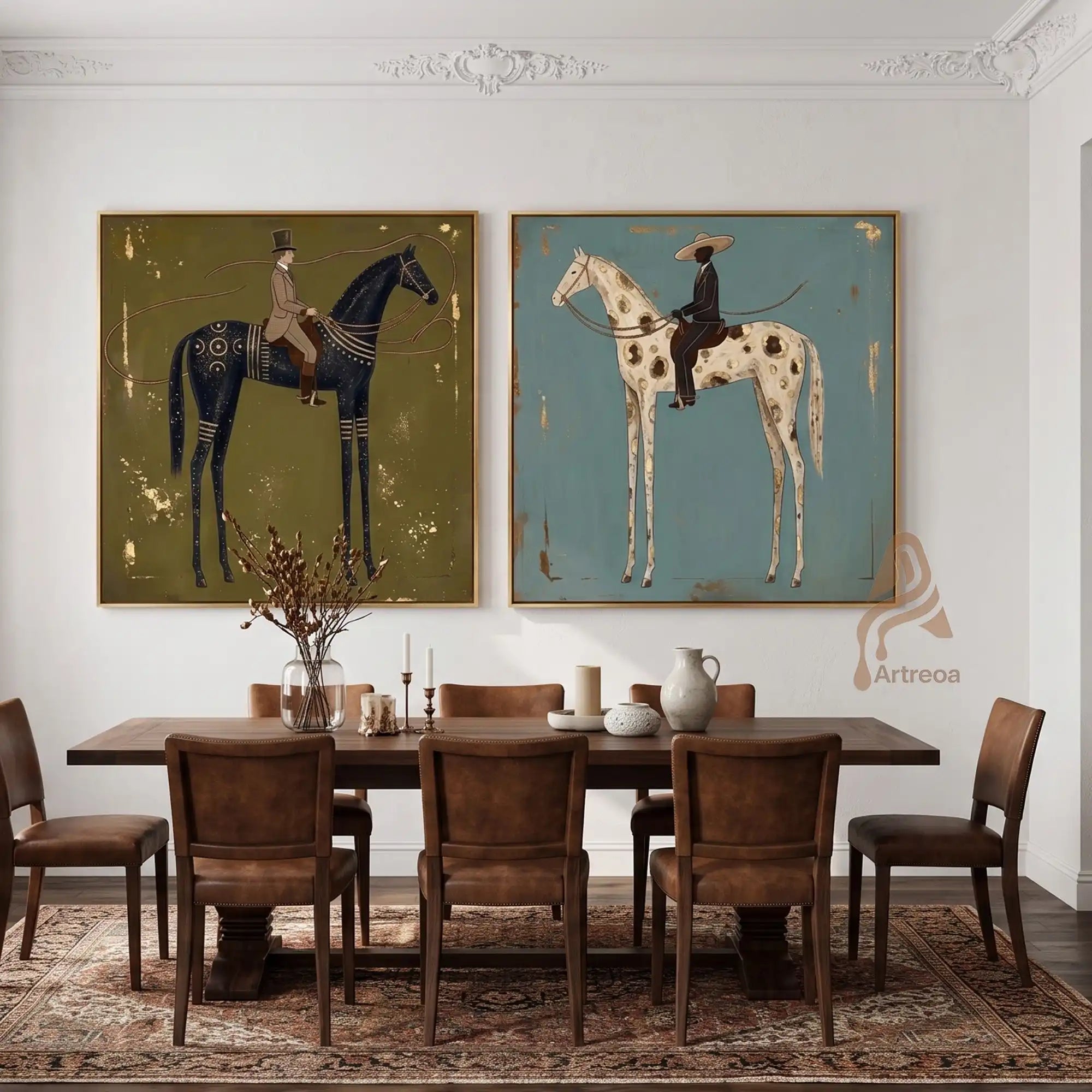Gilded Equine Duality Diptych GD78