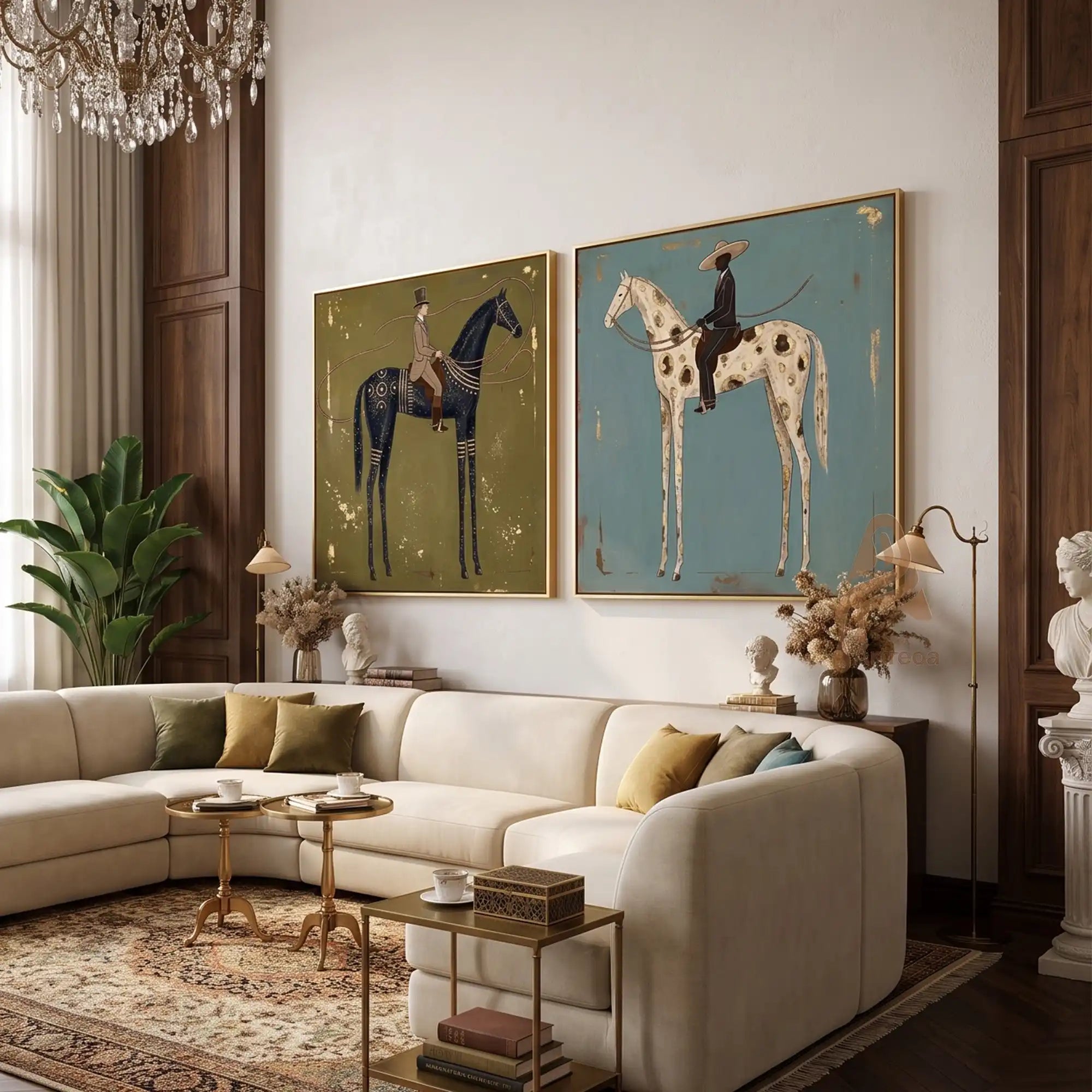 Gilded Equine Duality Diptych GD78