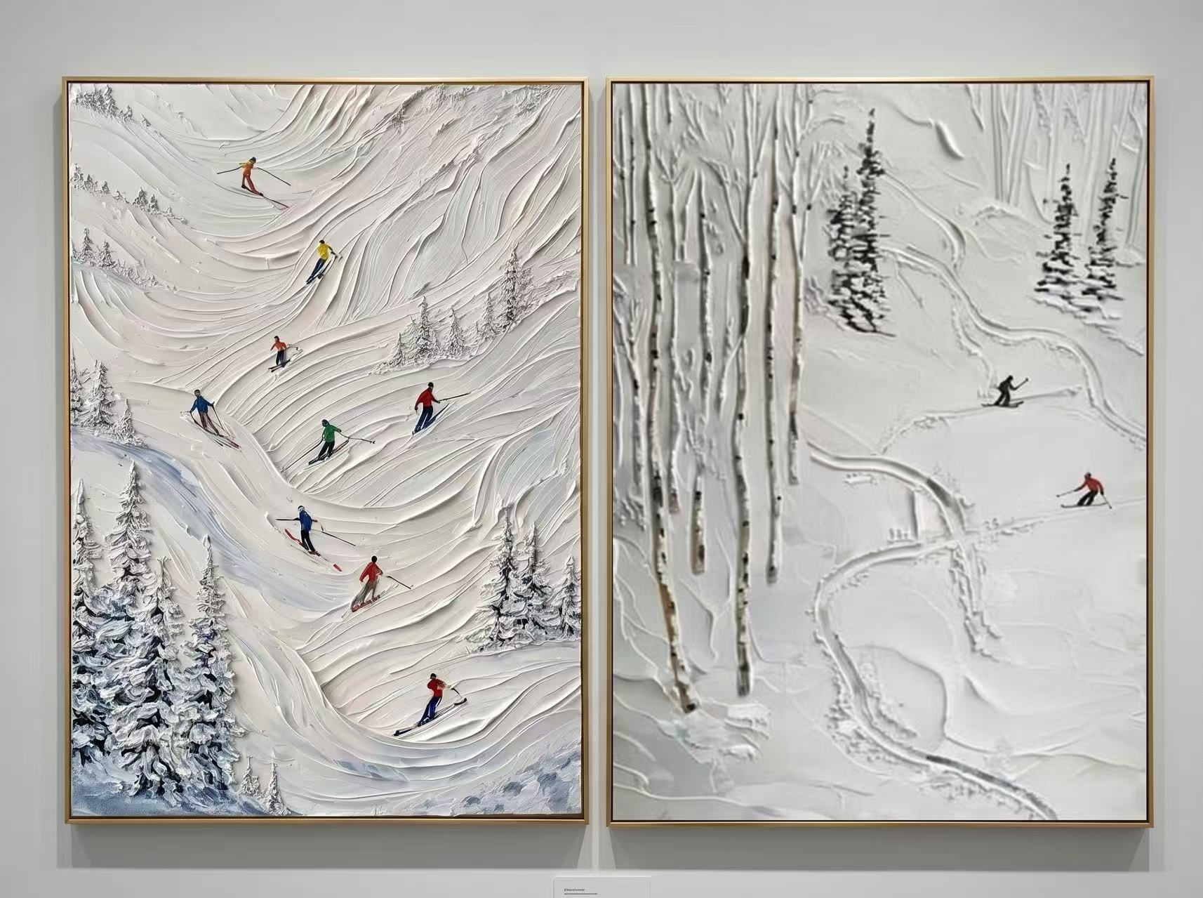 Textured Winter Rush Diptych #153 For Razou