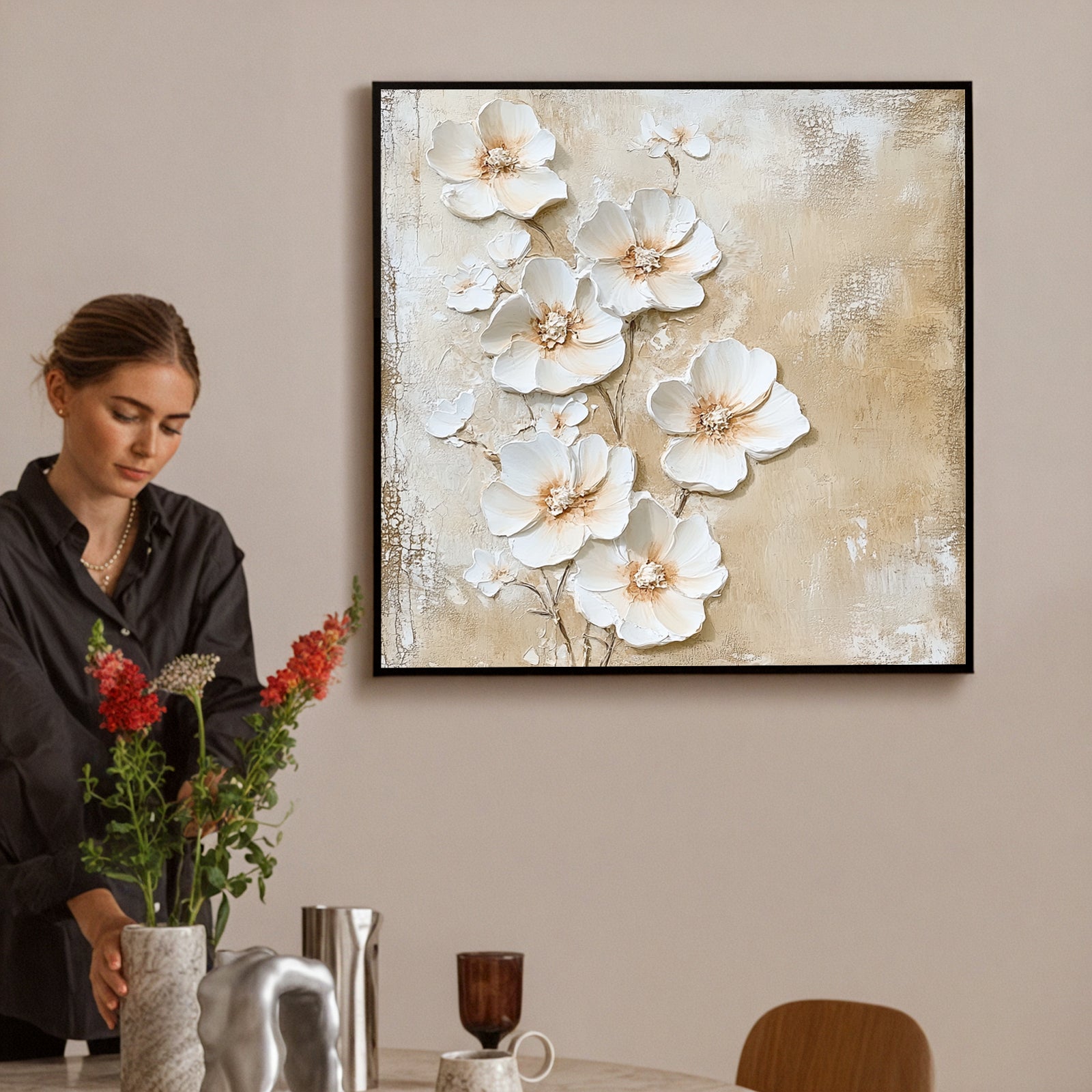 Modern-Floral-Relief-Painting-#MFR8251-11