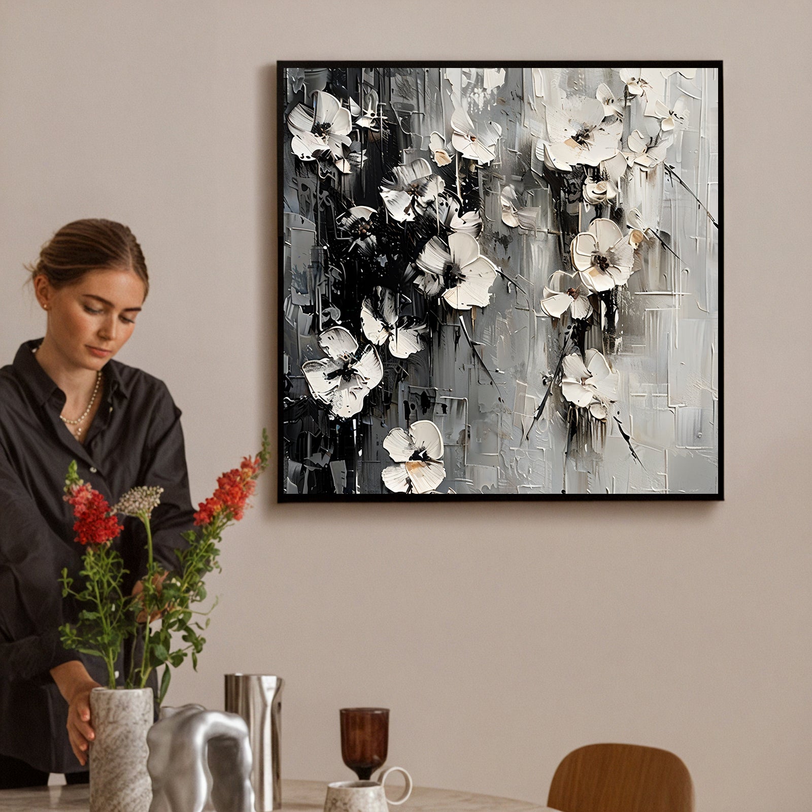 Monochrome-Floral-Painting-#AF203-09