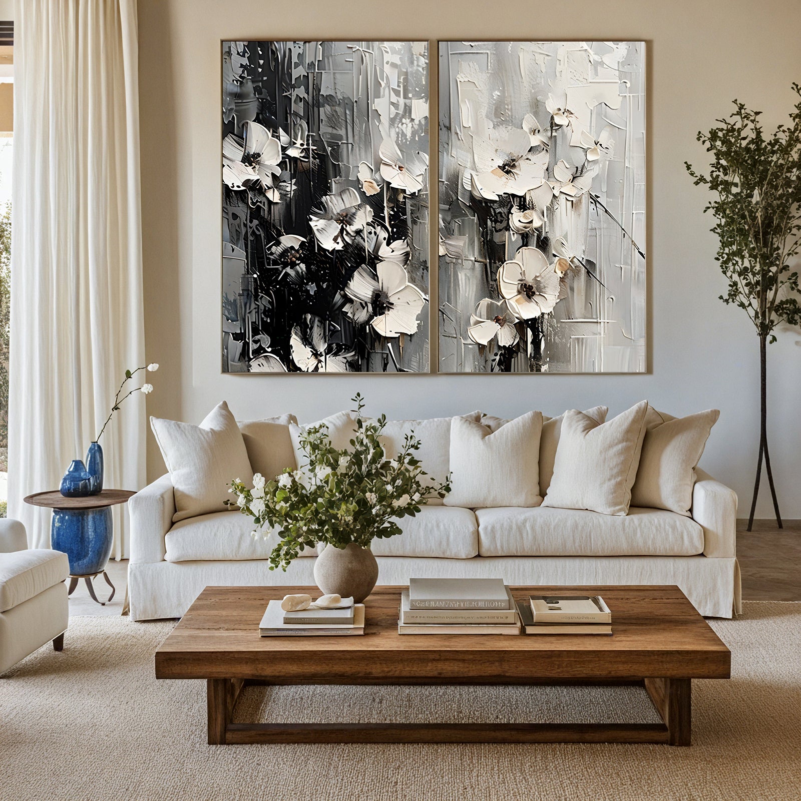 Monochrome-Floral-Painting-#AF203-12
